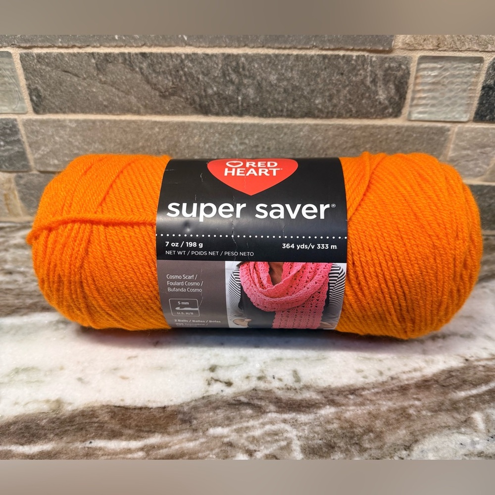 Red Heart Super Saver~1 Skein~ Yarn~Acrylic~Knitting/Crochet~7 Ounce~Pumpkin~New